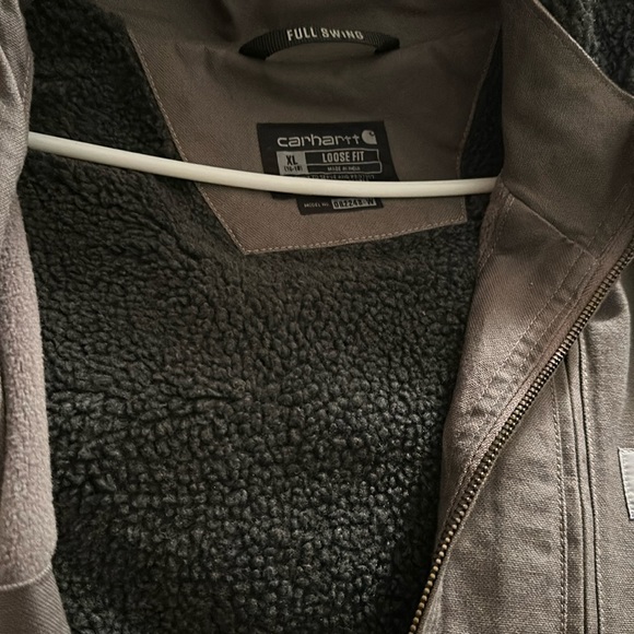 NWT! Carhartt Full Swing Grey Gray Hooded Sherpa Lined Jacket Fleece XL - Picture 3 of 16